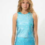 Blue Glitter Tank Top