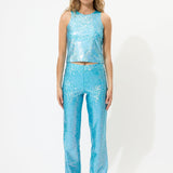 Blue Glitter Tank Top
