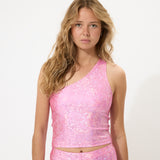 Pink Glitter One Shoulder Top
