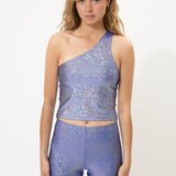Purple Glitter One Shoulder Top