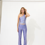 Purple Glitter One Shoulder Top
