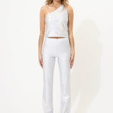 White Glitter One Shoulder Top