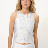 White Glitter Tank Top