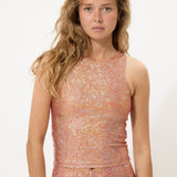 Orange Glitter Tank Top