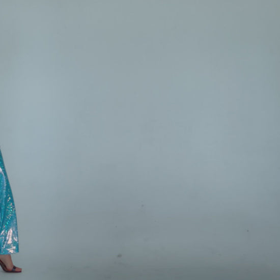 blue glitter outfit
