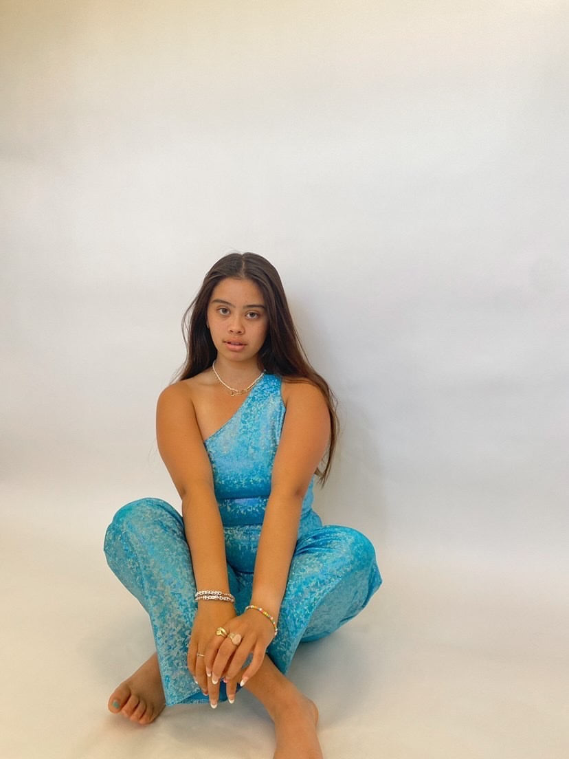 Blue One Shoulder Top